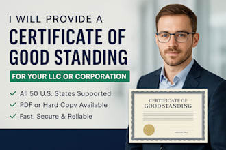 provide a certificate of good standing for llc or corporation