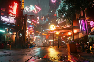 make a futuristic and detail cyberpunk city illustration