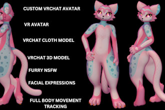 create vrchat model avatar, furry avatar, nsfw, vrc character 3d vrchat cloth