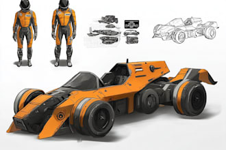 create vehicle and spaceship concept art for you