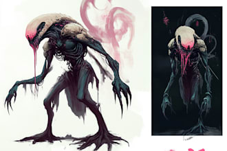 make you custom sci fi horror and fantasy creature concept or character design
