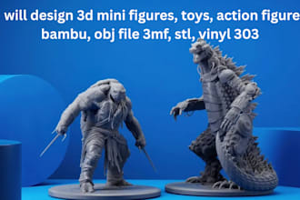 design 3d mini figures, toys, action figure, bambu, obj file 3mf, stl, vinyl 303