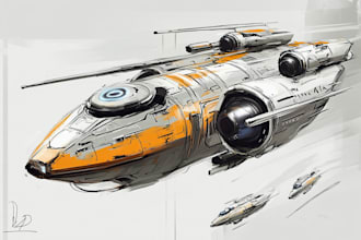 make best sci fi art spaceship or any vehicle design for you