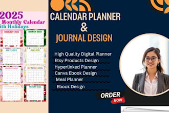 design unique digital planner calendar workbook journal design for etsy