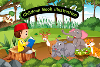 design children storybook illustration and children book cover for KDP