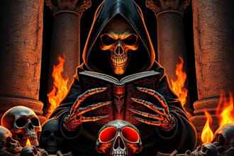 draw dark art, horror illustration for cover, t shirt design