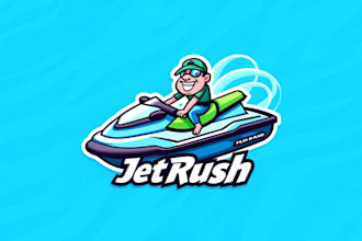 do jet ski logo design mascot with company