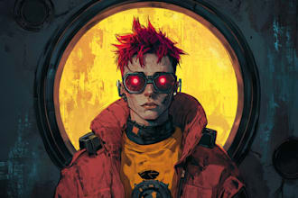draw cyberpunk art anime illustration for you
