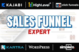 build click funnels, kartra, gohighlevel, kajabi sales funnel expert