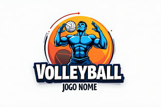 do volleyball mascot logo design template emblem with company