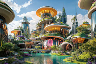 draw environment cyberpunk city, fantasy art or futuristic city art