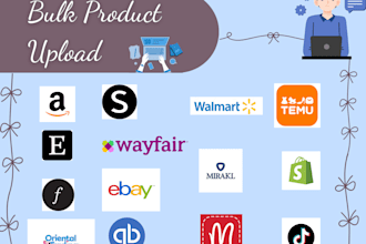 create a bulk product upload CSV for shopify, mirakl, walmart, wayfair and shein