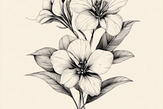 paint watercolor botanical illustration of flowers, plants, fruits