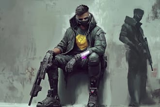 design cyberpunk and fantasy character splash art