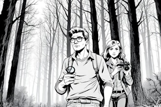 draw black and white detailed line art vector illustration