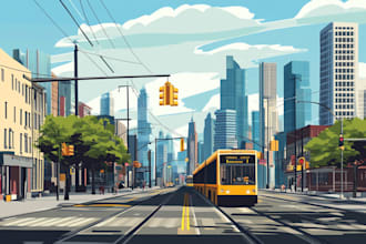 draw a flat vector landscape illustration