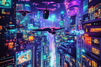 make a cyberpunk city sci fi style for you