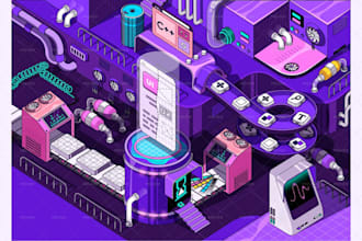 design a flat isometric dribbble style illustration for the web