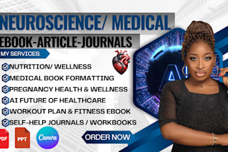write medical ai ebook, neuroscience, self help journal, health book formatting