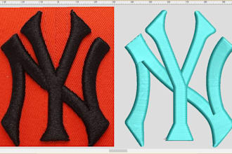 do 3d puff embroidery logo design digitizing patch emb dst pes jef  in few hours