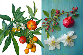 draw your flowers fruits vegetable and botanical plants