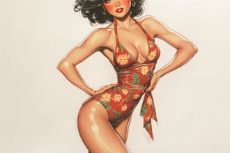 draw your pinup girl in an nsfw or vintage manner