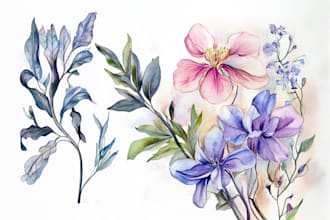 draw realistic botanical watercolor illustration