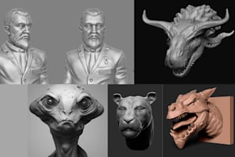 realistic 3d head sculpt 3d bust face model 3d animal head model 3d design stl