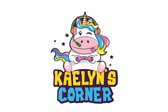 design cute gamer unicorn created for a kids channel logo