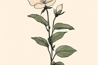 hand draw botanical illustration line art of plants, flowers