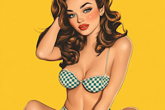 create a retro, vintage, nsfw, or pinup lady character in any style
