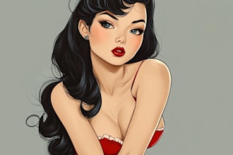 create any kind of retro, vintage, nsfw, or pinup lady character in my style