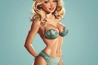 create a vintage, nsfw, retro, or pinup girl character in any style