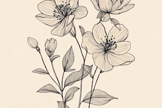 create botanical line art