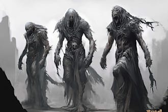 draw scary horror creature and fantasy character concept art