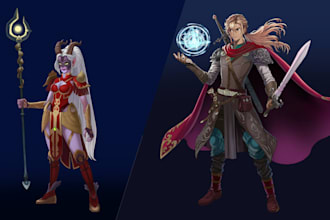 draw and design a fantasy character item and monster