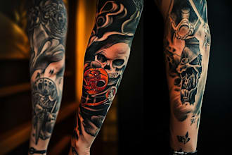 create unique custom tattoo design for you, sleeve tattoo