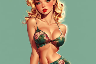 design attractive retro flyers with pin up girls in my style