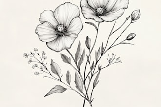 design hand drawn line art botanical bolo logo
