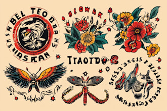 create any design in old school tattoo style
