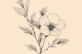 do hand drawn feminine line art botanical boho logo creation