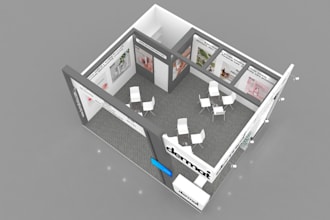 redesign 3d exhibition stand in 3ds max,trade booth, kiosk, mall stall and setup