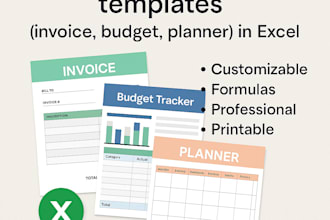 create business templates invoice, budget, planner in excel