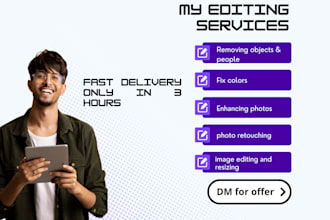 edit and retouch photos, remove distractions and enhance colors professionally