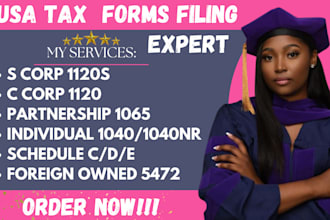 prepare and efile US personal and business taxes 1040, 1120s, 1065, 1120c, w2