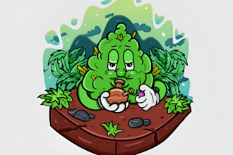 do amazing cannabis kush cbd oil marijuana weed mascot logo design
