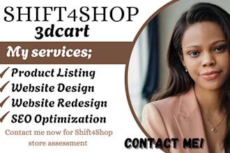 design shift4shop or 3dcart website squarespace shopee shopify store shif4shop