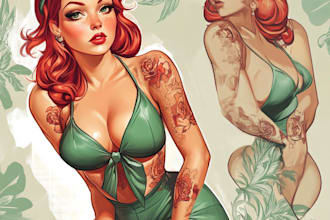 make an illustration of your preferred pinup lady in your choice