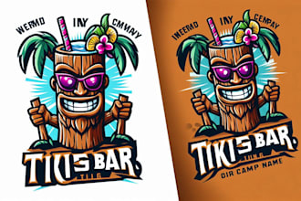 design a unique hawaiian tiki bar mascot logo for your brand