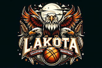 make lakota collegiate basketball team logo design without any copyright concept
